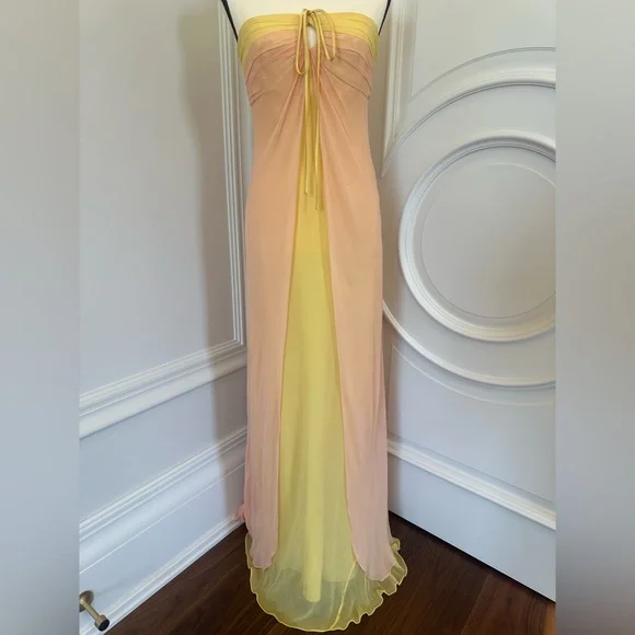 Laundry by Shelli Sehgal 100% Silk 2 Tone Beach Resort Wear Maxi Dress (Size 6) - Picture 4 of 10